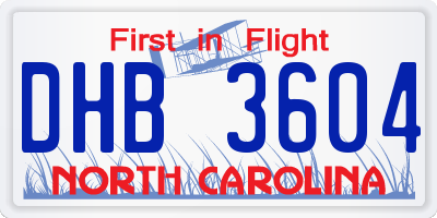 NC license plate DHB3604