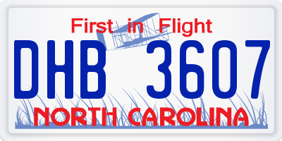NC license plate DHB3607