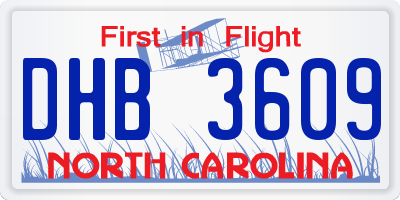 NC license plate DHB3609