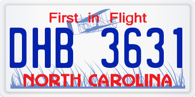 NC license plate DHB3631