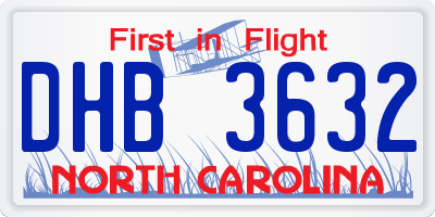NC license plate DHB3632