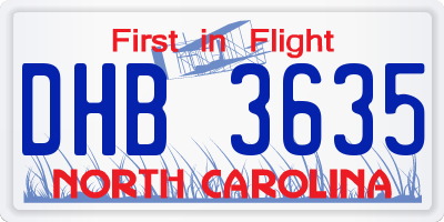 NC license plate DHB3635
