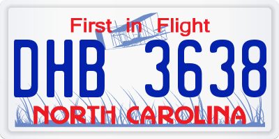 NC license plate DHB3638