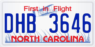 NC license plate DHB3646