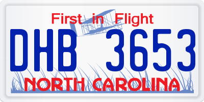 NC license plate DHB3653