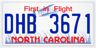 NC license plate DHB3671