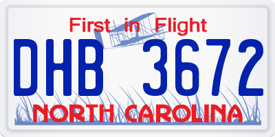 NC license plate DHB3672