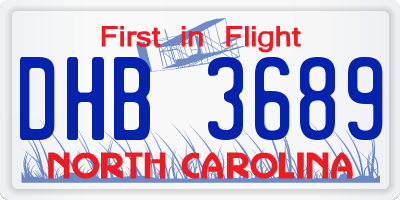 NC license plate DHB3689