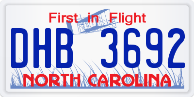 NC license plate DHB3692