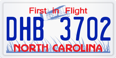 NC license plate DHB3702