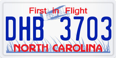 NC license plate DHB3703