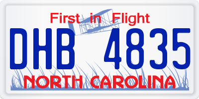 NC license plate DHB4835