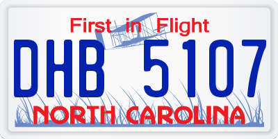 NC license plate DHB5107