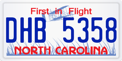 NC license plate DHB5358