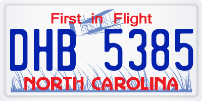 NC license plate DHB5385