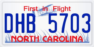 NC license plate DHB5703