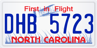 NC license plate DHB5723