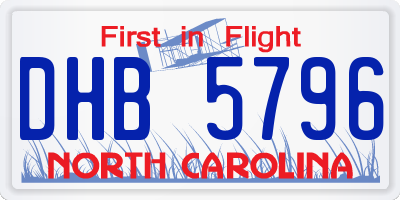 NC license plate DHB5796