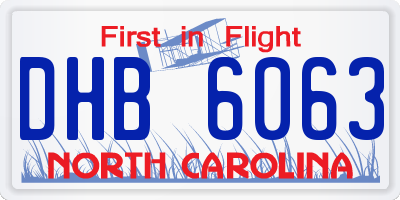 NC license plate DHB6063