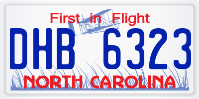 NC license plate DHB6323