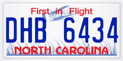 NC license plate DHB6434