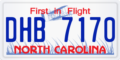 NC license plate DHB7170