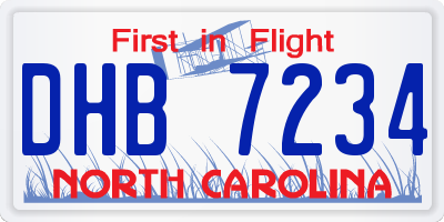NC license plate DHB7234