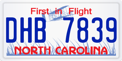 NC license plate DHB7839