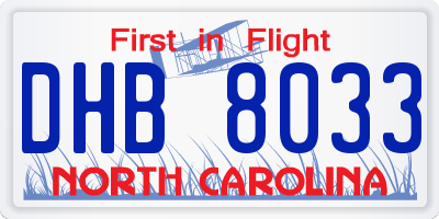 NC license plate DHB8033