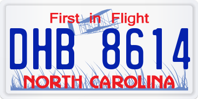 NC license plate DHB8614