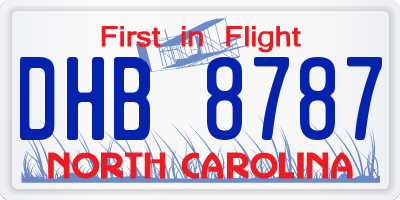 NC license plate DHB8787