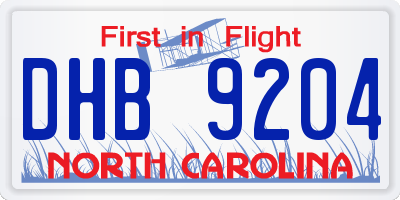 NC license plate DHB9204