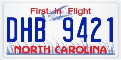 NC license plate DHB9421