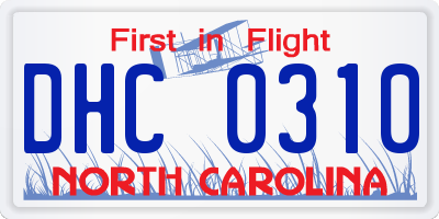 NC license plate DHC0310