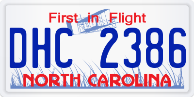 NC license plate DHC2386