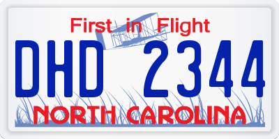 NC license plate DHD2344