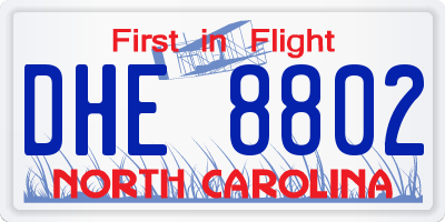 NC license plate DHE8802