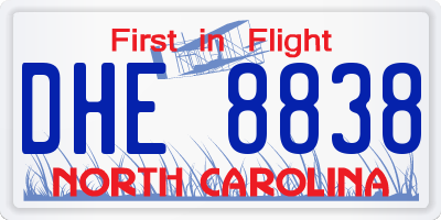 NC license plate DHE8838