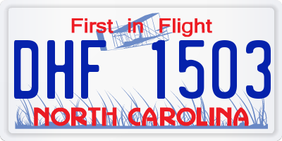 NC license plate DHF1503