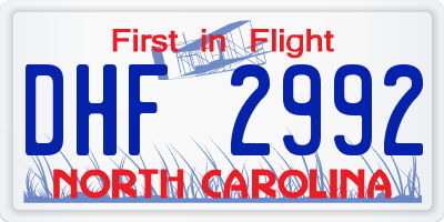 NC license plate DHF2992