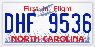 NC license plate DHF9536