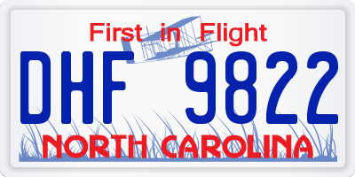 NC license plate DHF9822