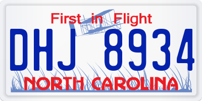 NC license plate DHJ8934