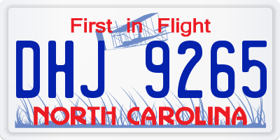 NC license plate DHJ9265