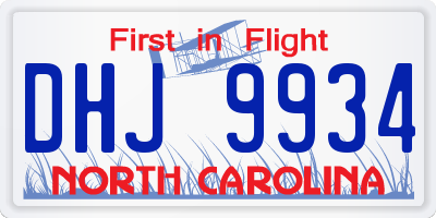 NC license plate DHJ9934
