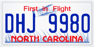 NC license plate DHJ9980