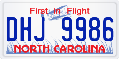 NC license plate DHJ9986