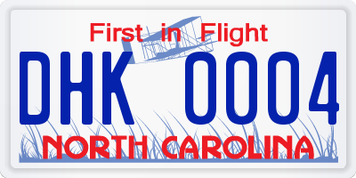 NC license plate DHK0004