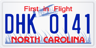 NC license plate DHK0141