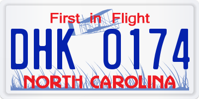 NC license plate DHK0174